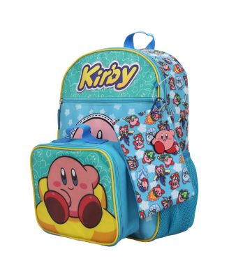 Kirby 5-Piece Set: 16" Backpack, Lunchbox, Utility Case, Rubber Keychain, and Carabiner