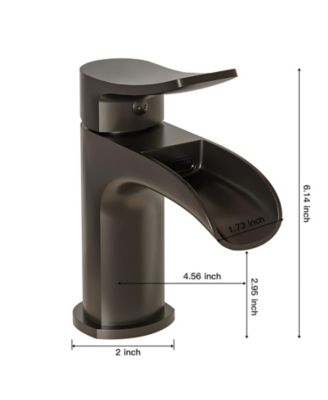Waterfall Single Hole Single-Handle Low-Arc Bathroom Faucet With Supply Line in Matte Black