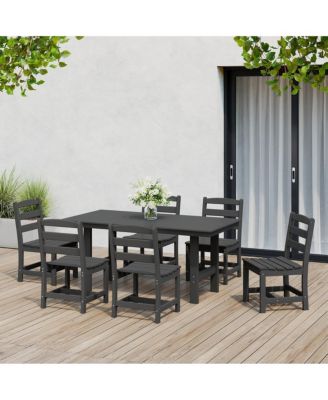 7-Piece HDPE Outdoor Rectangular Patio Dining Table Set with Side Chairs