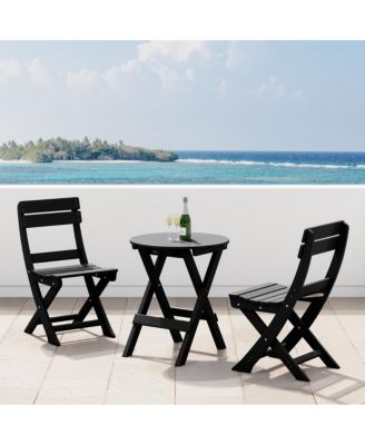 3-Piece Outdoor HDPE Folding Patio Bistro Table and Chairs