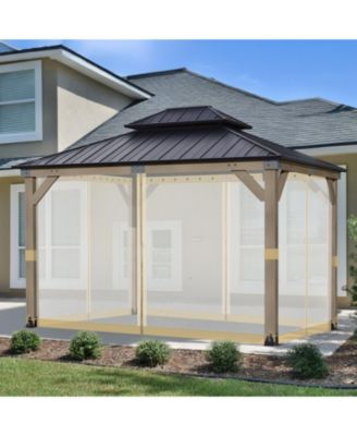 Universal 10 x 12 ft. Gazebo Replacement Mosquito Netting Screen 4-Panel Sidewalls with Double Zipper (Only Netting)