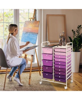 15-Drawer Rolling Storage Cart for Tools, Scrapbook Paper, Office and School Organization