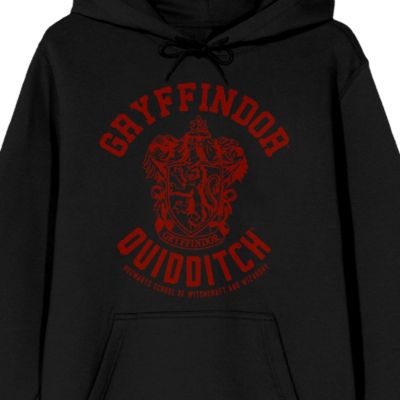 Big & Tall Gryffindor Quidditch Crest Long Sleeve Black Adult Hooded Sweatshirt-4XL