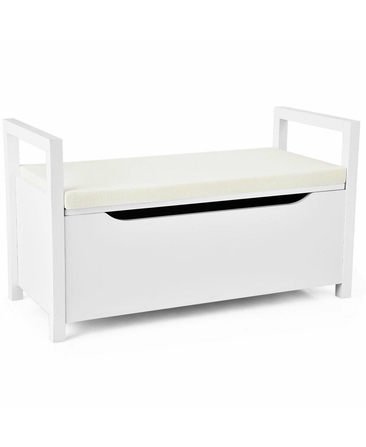 Shoe Storage Bench with Cushion Seat for Entryway - White