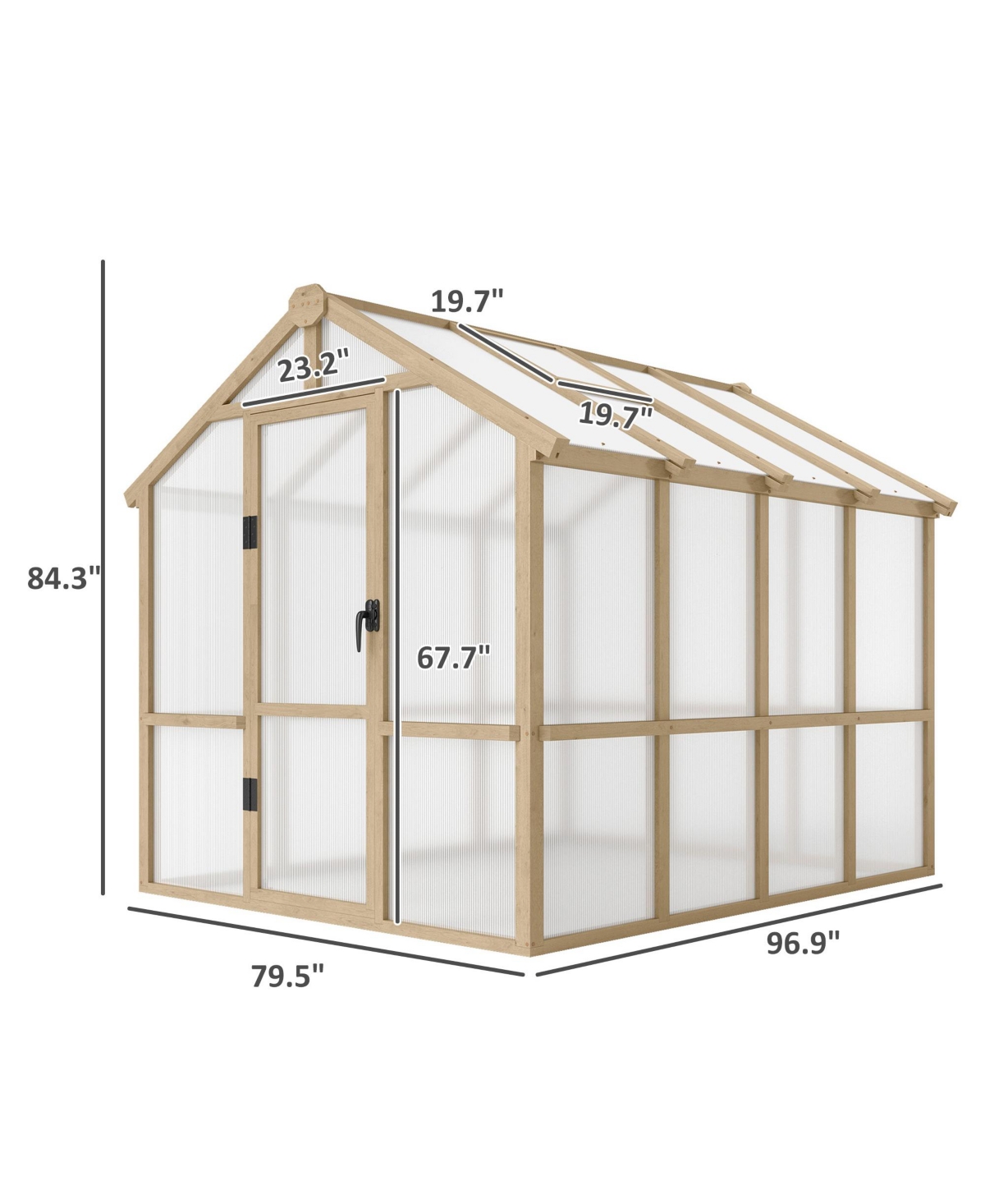 6.6 x 8 ft. Polycarbonate house Wooden Walk-in house Kit - Brown