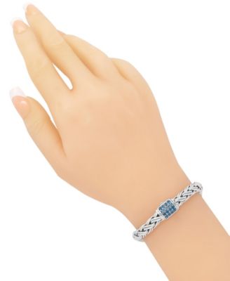 Swiss Blue Topaz & Sterling Silver Paddy Oval 7mm Chain Bracelet, X-Large 8.5 in