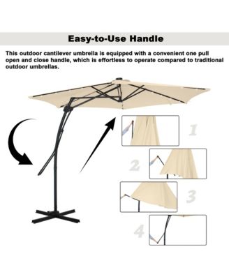 10ft Outdoor Patio Cantilever Umbrella with Waterproof and UV Resistant