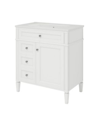 30" Modern Bathroom Vanity Single Sink, 2 Drawers, Tip-out