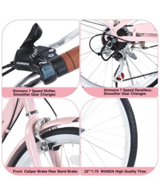Streamdale 7 Speed City Bike With Basket, Steel Frame,Multiple Colors 22 Inch Girls Bicycle