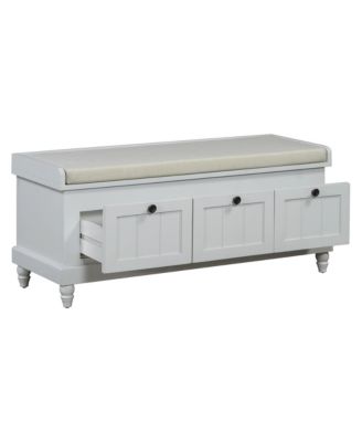 Classic Storage Bench with Cushioned Seat and Three Drawers for Entryway and Living Room