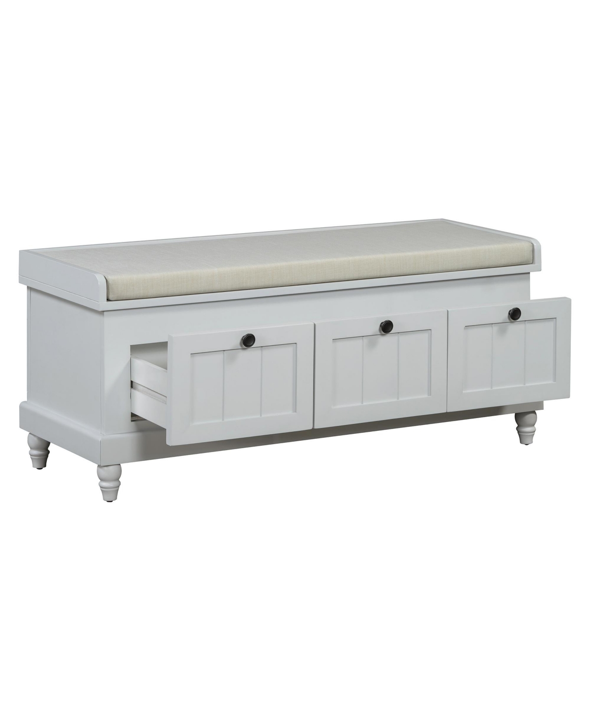 Streamdale Classic Storage Bench with Cushioned Seat and Three Drawers for Entryway and Living Room (Light Gray)