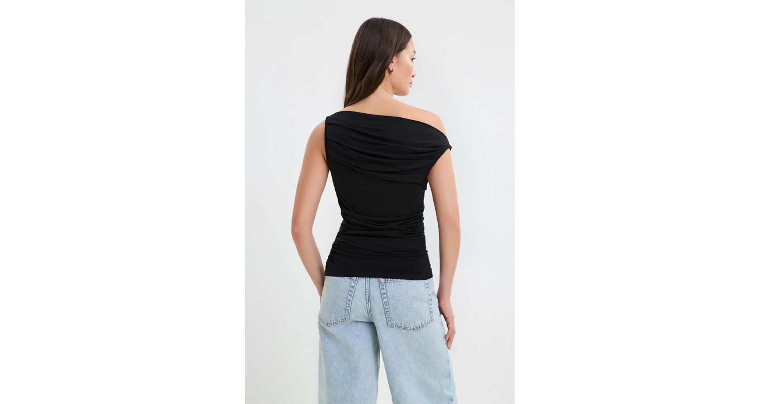 Women's Cooper Sleeveless Gathered Convertible Boat-Neck Jersey Top