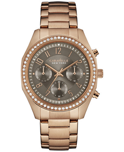 Caravelle New York by Bulova Women's Chronograph Rose Gold-Tone Stainless Steel Bracelet watch 36mm 44L195