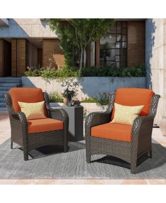 2-Piece Outdoor  Patio Furniture Set with High Back Chairs, All Weather Wicker Conversation Set for Garden and Backyard