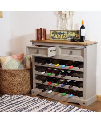 28-Bottle Freestanding Wine Rack - Solid Pine - Gray - 34.5"