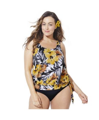 Women's Side Tie Blouson Tankini Top