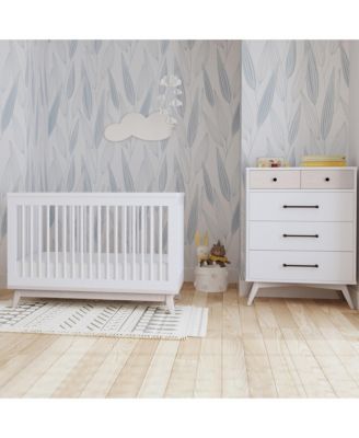 Rowan Modern Wood Cottage Crib in Ash Linen White Finish