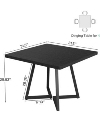 Square Dining Table for 4, 31.5" Industrial Dinner Table with Metal Base, Wood Kitchen Table for Dining Room, Small Space, Apartment