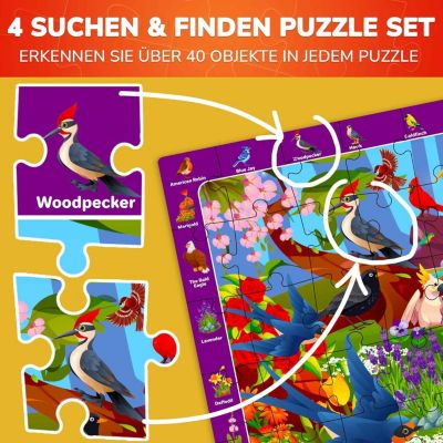 4 x 60 Pieces Jigsaw Puzzles for Kids Ages 4-6