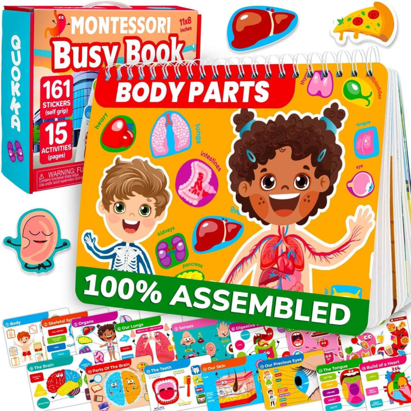 Детские игрушки Quokka Montessori Busy Book Interactive Pages, Ages 3+, цвет: Our Body — фото 1