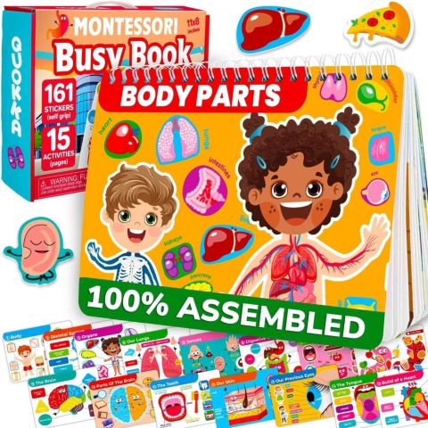 Детские игрушки Quokka Montessori Busy Book Interactive Pages, Ages 3+, цвет: Our Body