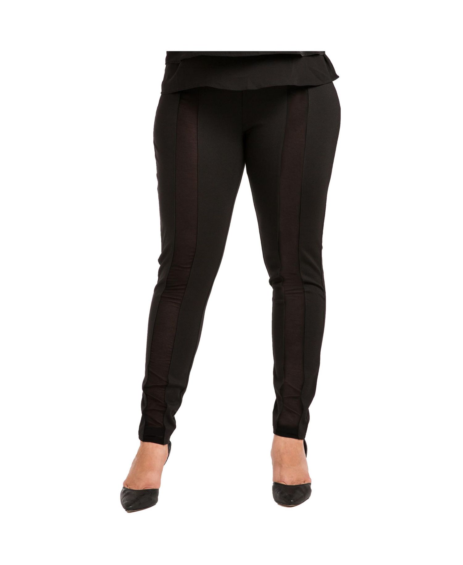 Plus Size Stretch Sheer Panel Ponte Legging
