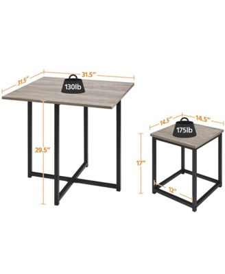 Industrial 5-Piece Dining Room Set with 1 Square Table, 4 Backless Stools