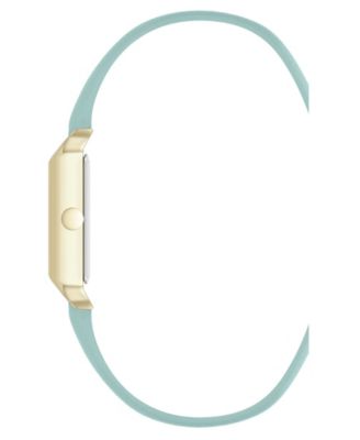 Women's Quartz Rectangular Gold-Tone and Mint Polyurethane Leather Band Watch, 29mm