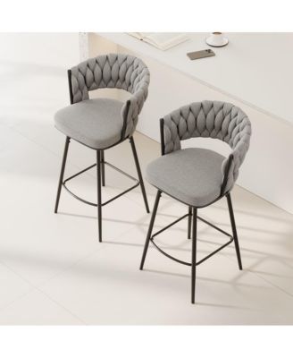   Set of 2  Upholstered, Metal Frame   26.3", 360° Swivel   Counter Height Stools