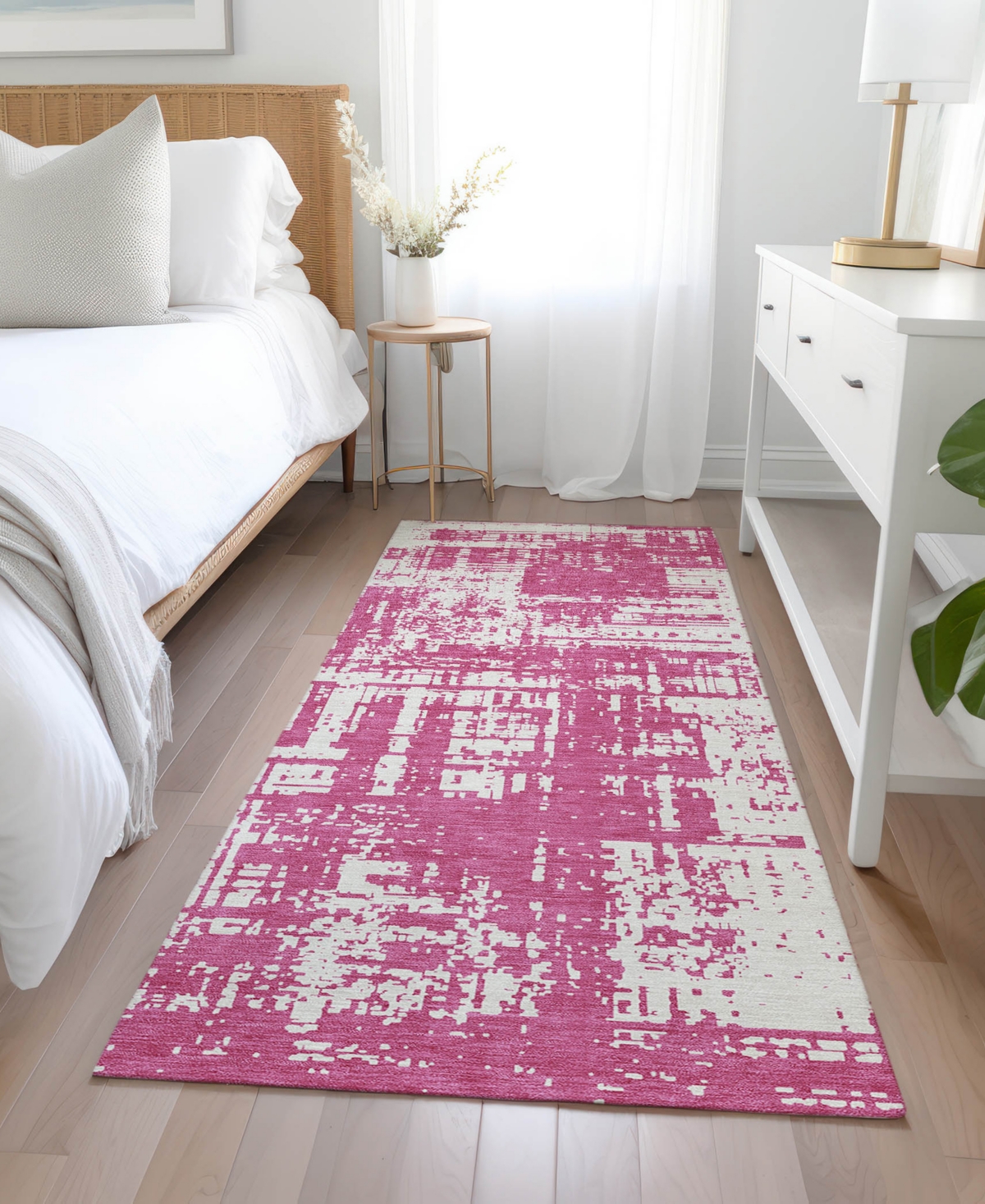 Addison Chantille Acn895 2'3"x7'6" Runner Area Rug In Rose