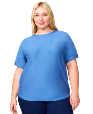 Melissa Paige - Plus Size Solid Button-Back Dolman-Sleeve Sweater