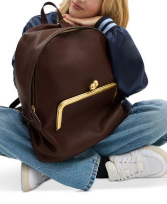 【COACH】Leather Kisslock Large Frame Backpack COACH Kisslock Frame Leather Backpack | Dillard's