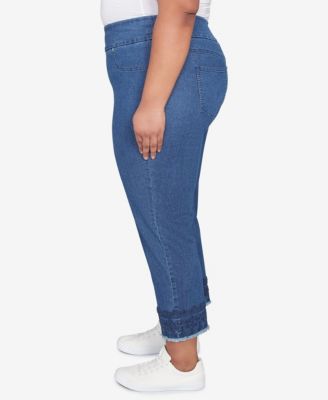 Plus Size Embroidered Extra Stretch Dark Denim Jeans