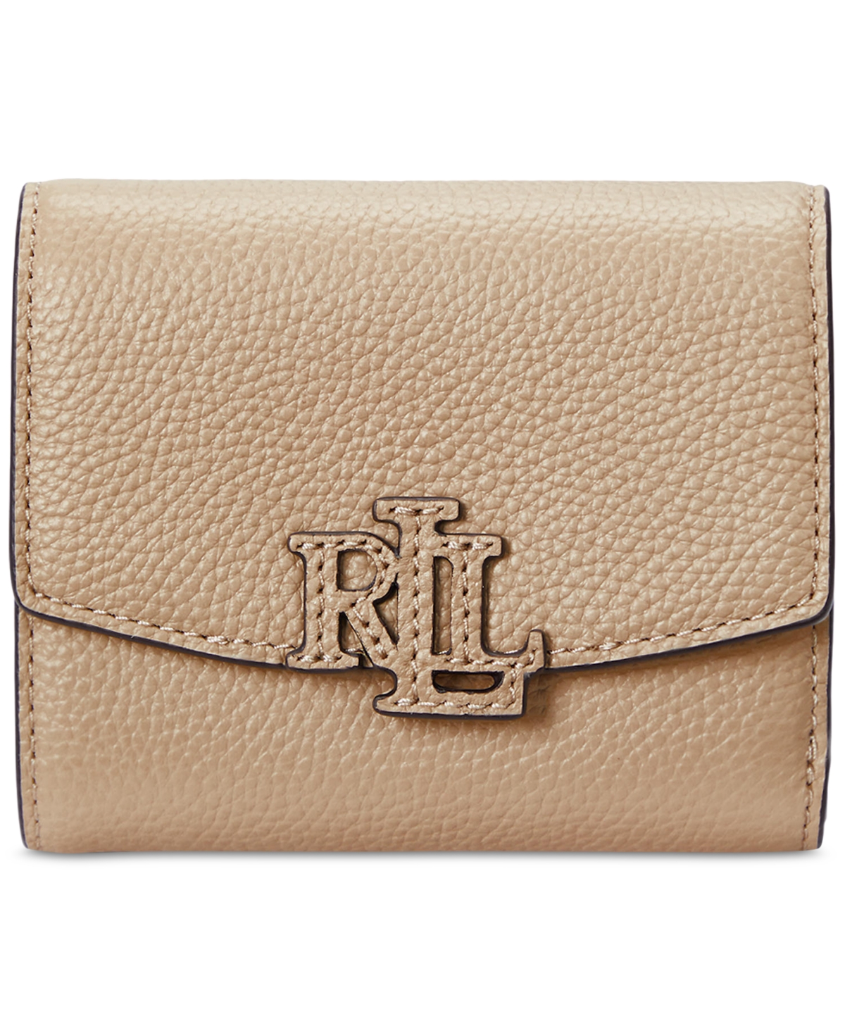Ralph Lauren Pebbled Leather Small Cameryn Flap Wallet In Sand Dune