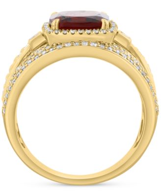 EFFY&reg; Garnet (2-1/5 ct. t.w.) & Diamond (5/8 ct. t.w.), Multirow Statement Ring in 14k Gold-Plated Sterling Silver