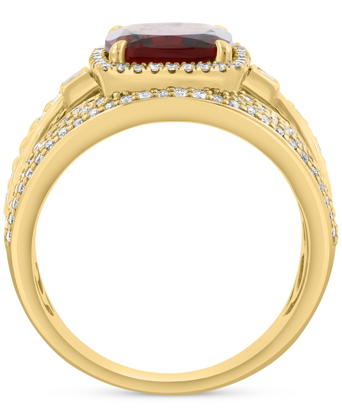 Effy Collection Effy Garnet (2-1/5 Ct. T.w.) & Diamond (5/8 Ct. T.w.), Multirow Statement Ring In 14k Gold-plated St In Garnet