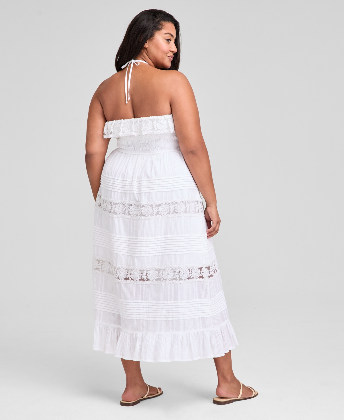 And Now This Trendy Plus Size Cotton Lace Maxi Dress, Exclusively At Macy's In White