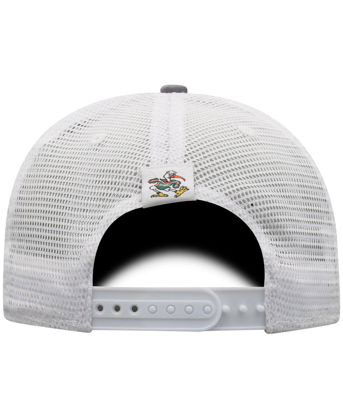 Top Of The World Men's Gray/white Miami Hurricanes Victory Baseline Trucker Adjustable Hat In Gray,white