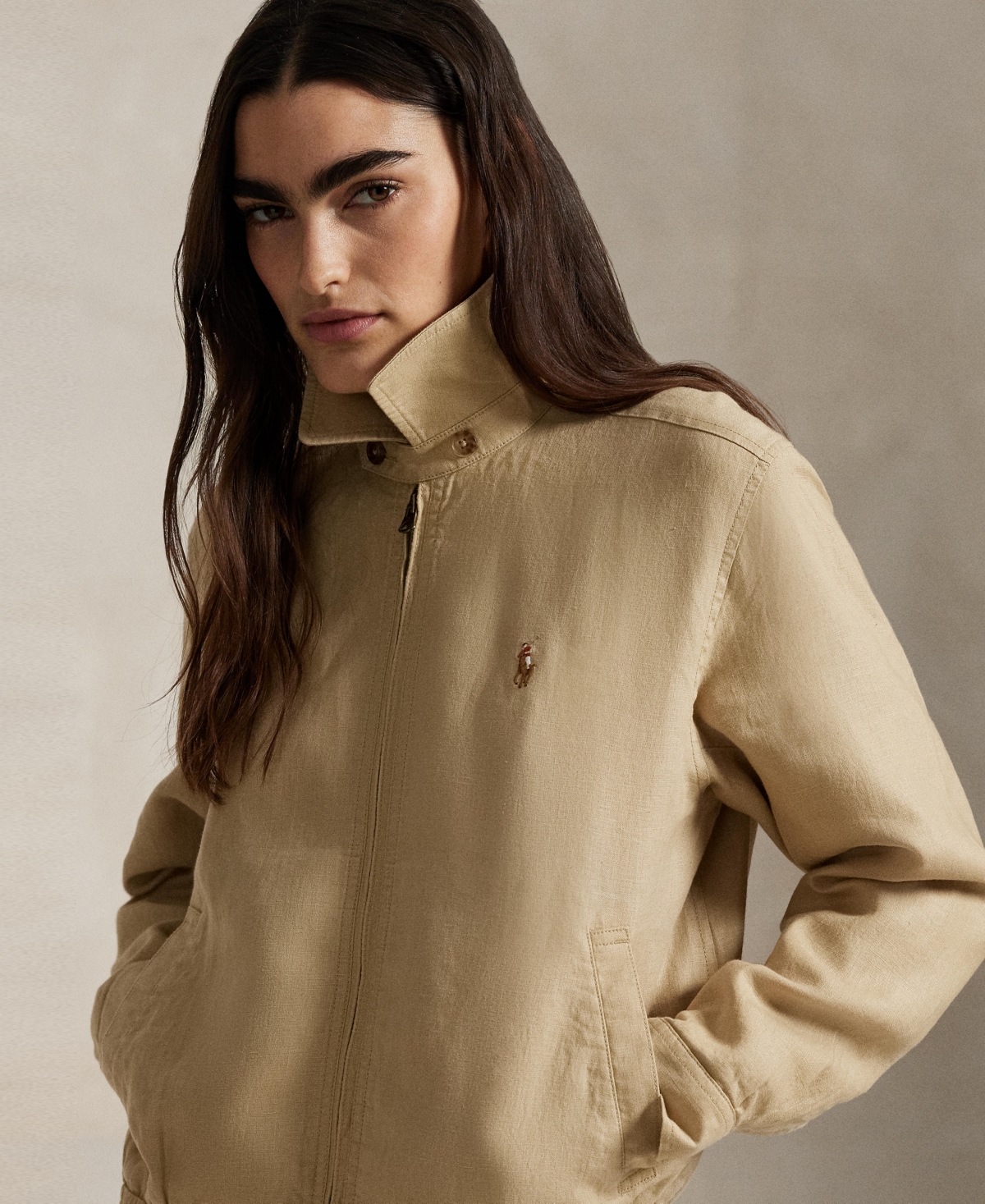 Polo Ralph Lauren Women's Linen Windbreaker In Tan