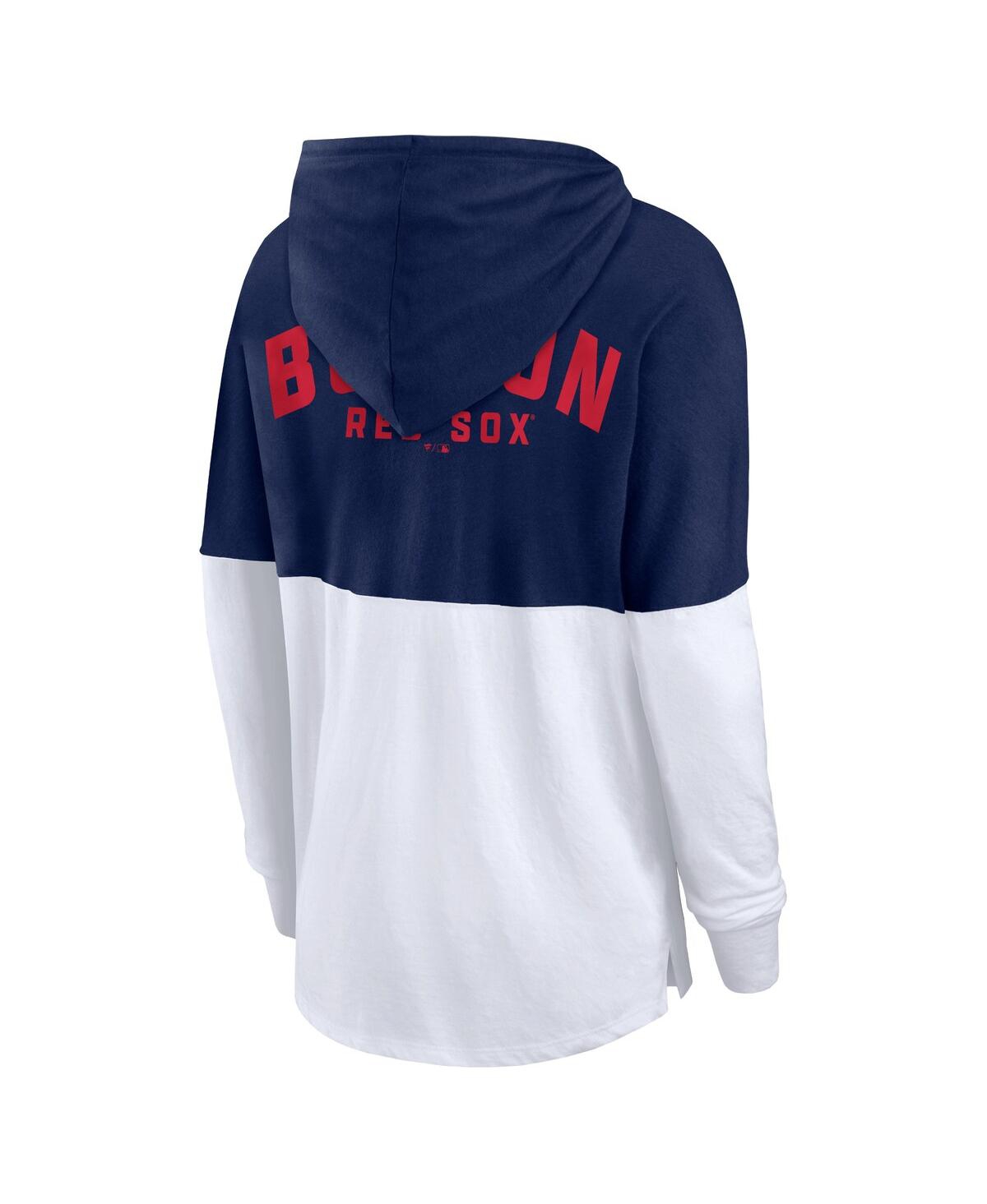 Fanatics Women's Navy/white Boston Red Sox Backup Option Pullover Hoodie In Navy,white