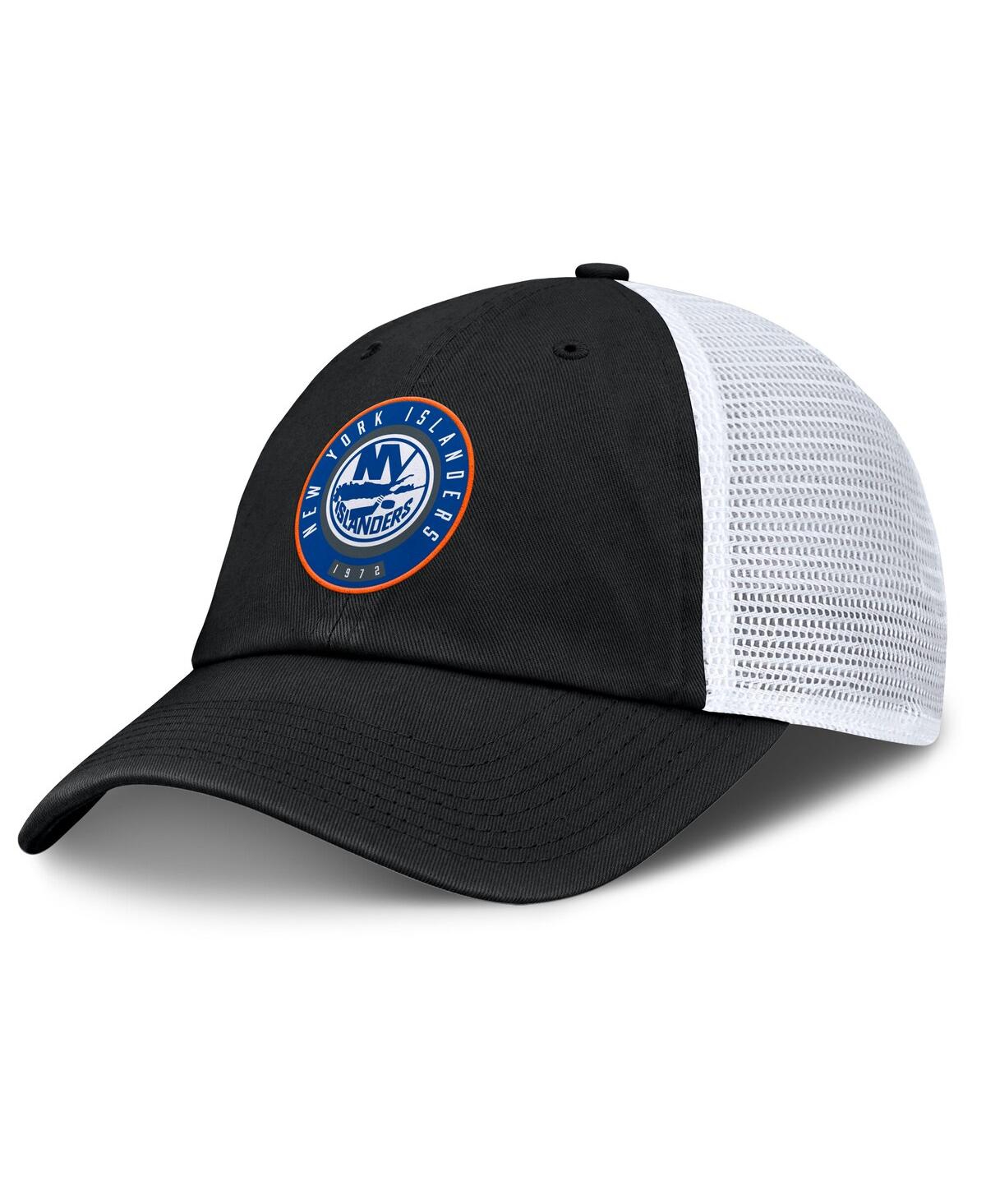 Fanatics Men's Black/white New York Islanders Averie Trucker Adjustable Hat In Black,white