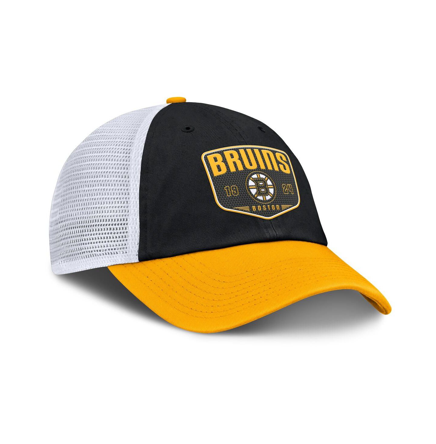 Мужская кепка Fanatics Black Boston Bruins Fundamental One-Time Trucker Adjustable Hat — фото 3