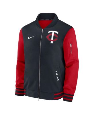 Men's Navy/Red Minnesota Twins Authentic Collection Dugout Full-Zip Bomber Jacket
