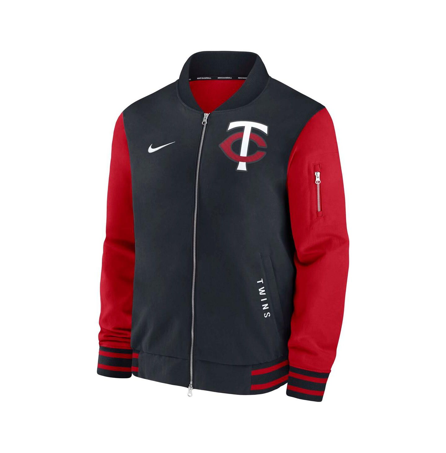 Мужская куртка Nike Navy/Red Minnesota Twins Authentic Collection Dugout Full-Zip Bomber — фото 2