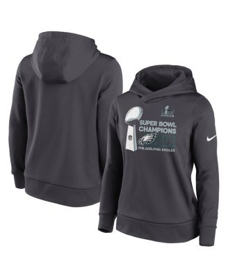 Nike - Women's Anthracite Philadelphia Eagles Super Bowl LIX Champions Locker Room Trophy Collection Club Fleece Pullover Hoodie