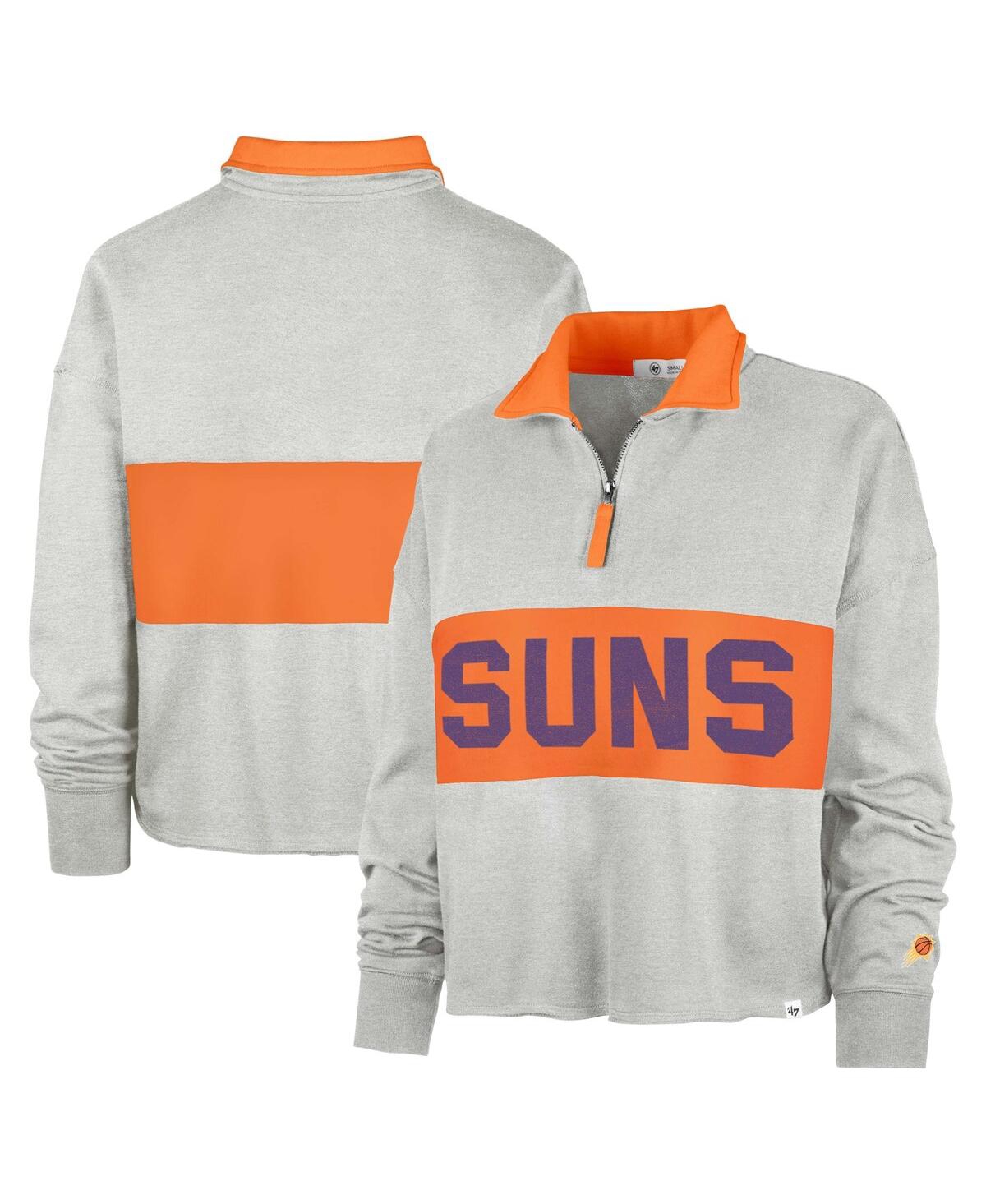47 BRAND WOMEN'S HEATHER GRAY PHOENIX SUNS BREAKTHROUGH REMI QUARTER-ZIP JACKET 