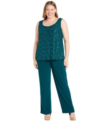 Plus Size 3-Pc. Embellished Jacket, Tank & Pants Set