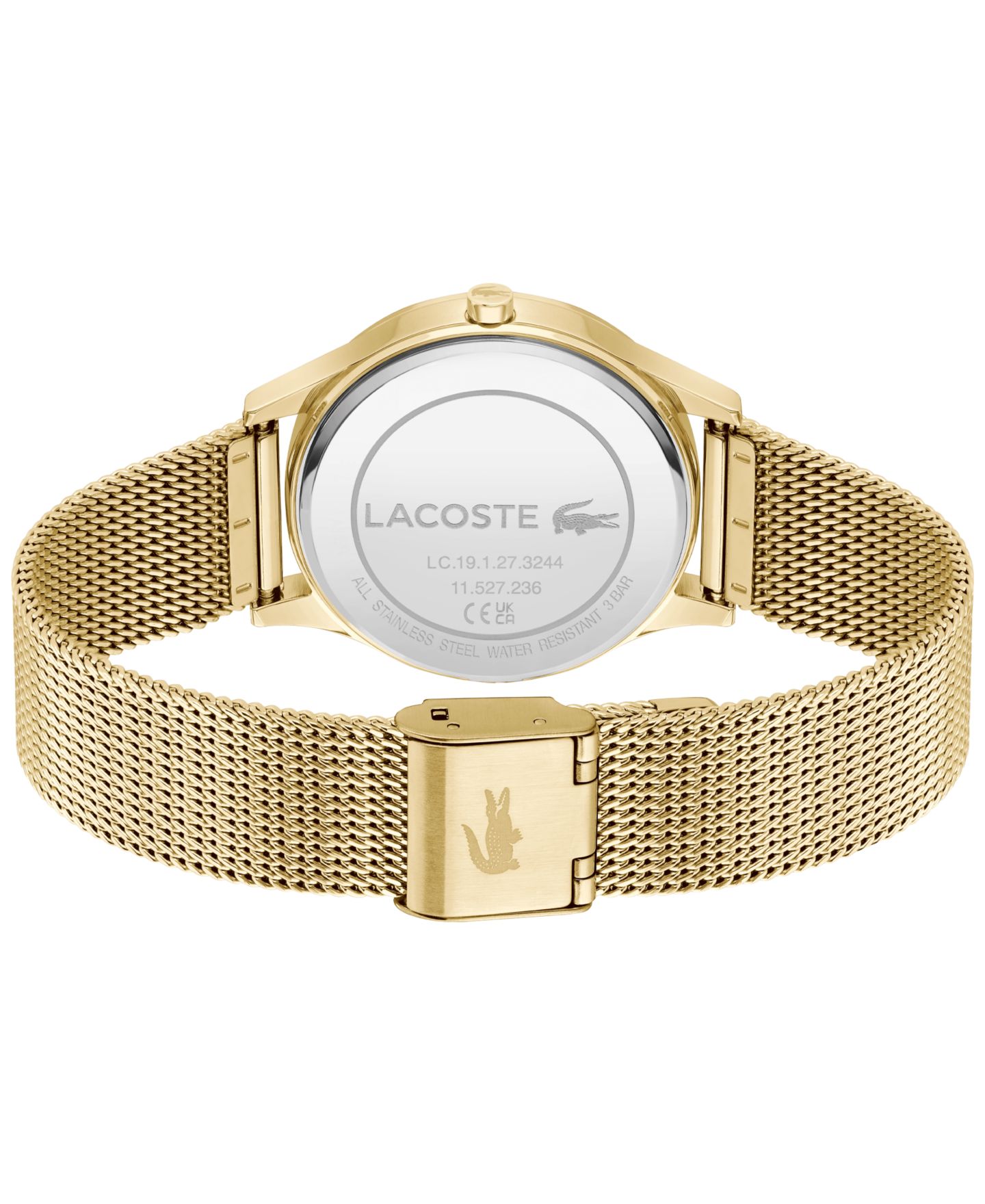 Женские часы Lacoste Crocodelle Gold Tone Stainless Steel Mesh Bracelet Watch, 36mm — фото 2