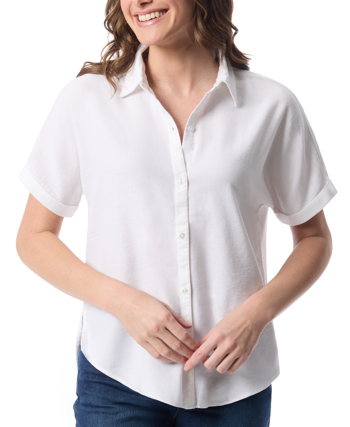 Women's Daisy Drop-Hem Button Shirt - Warm Mint