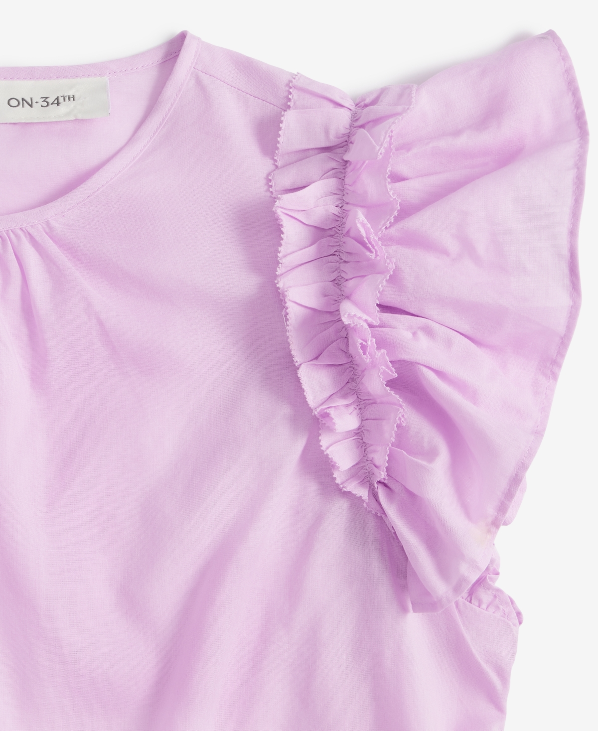 On 34th Women's Ruffle Short-sleeve Voile Top, Created For Macy's In Orchid Bouquet